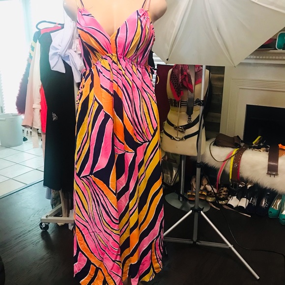 ANTHROPOLOGIE / Maeve finley pink yellow jumpsuit - Picture 3 of 6